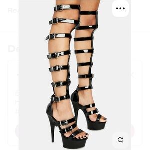Black Strappy Gladiator Heels